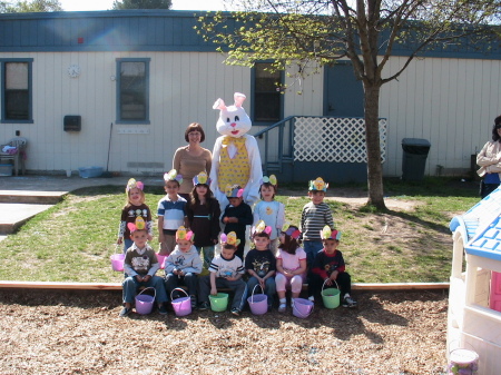 Zach's class with the Easter bunny