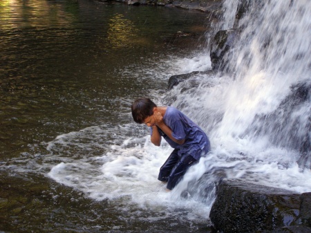 Sam Playing in the Falls