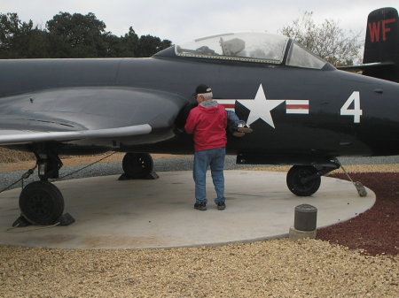 Grandson in the jet engine. What fun!