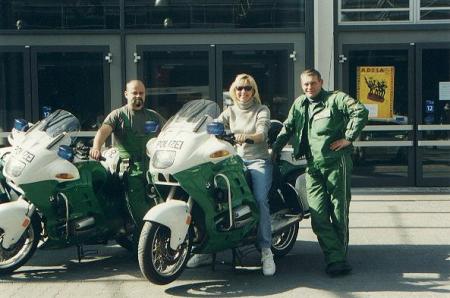 In Germany - talked the "Polezei" into letting me pose on their Motorcycle.
