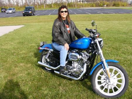 Chrisy on her Harley