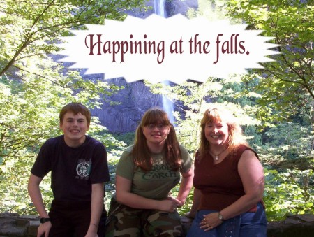 Son Matthew with best friend Sarah and the tag along me at Horse tail falls