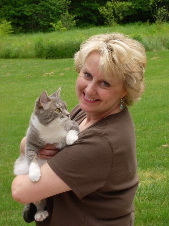 Me in my backyard with our newest cat, Raja