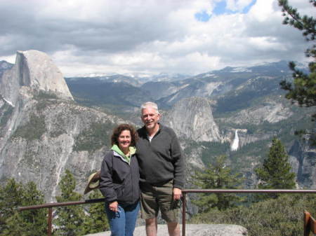 Dean and Cheri with Half Dome and Falls