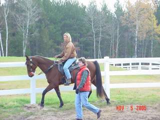 Giving a riding lesson