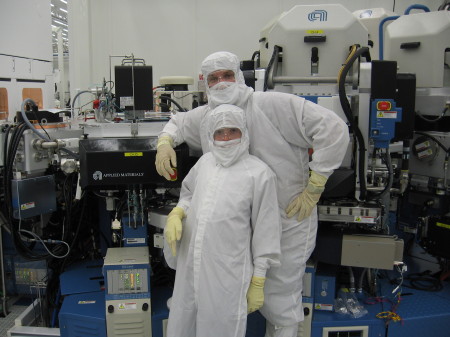 My son and I at work in the cleanroom