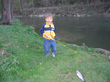 Dominic and his first fish (last year 07)