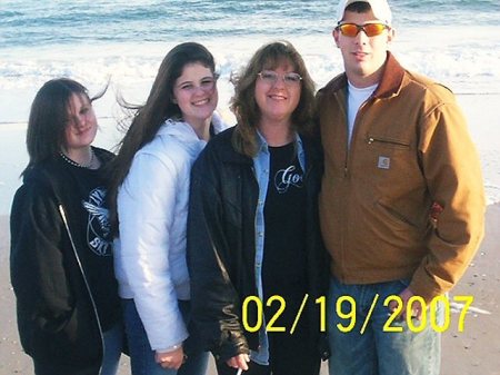 Chuck, me, Lindsey, Jessica in front of the atlantic ocean