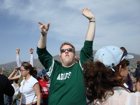 Milo worshipping the sun god in Mexico City last year.