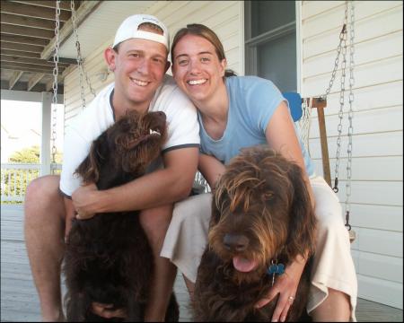 Joel and I with our labradoodle pups