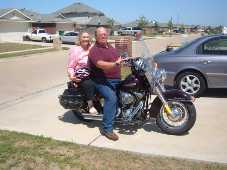 Andy and Tanya on the Harley