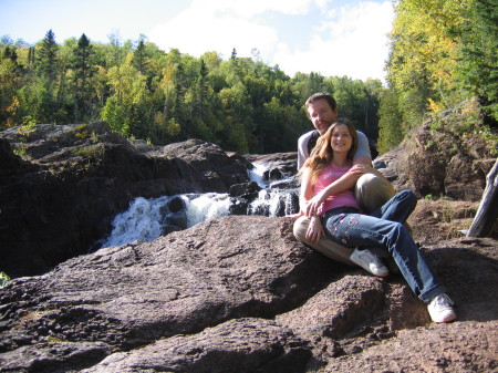 Cherie and Carey at the bottem of Devils kettle Judge Magney State Park Minnesota