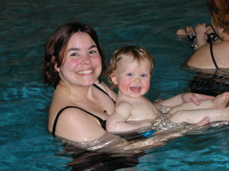 cam and mommy at swim class