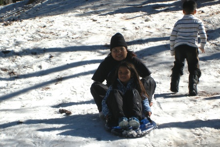 My daughter & I having fun in snow