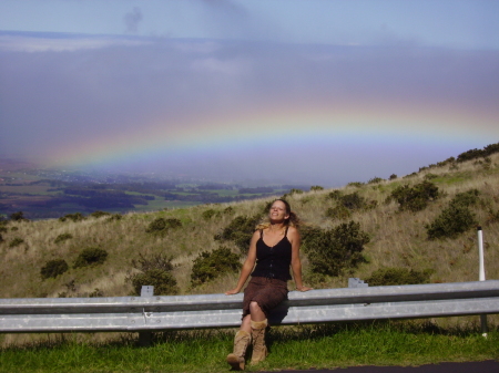 Shannon 3/4 up Haleakala Crater in Dec. - Rainbows all day