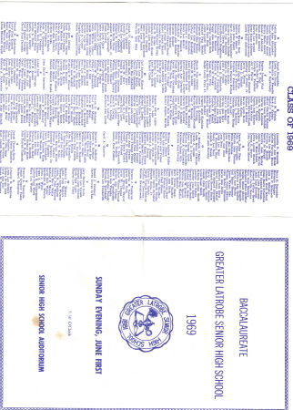 Latrobe High School 1969 Baccalaureate Program