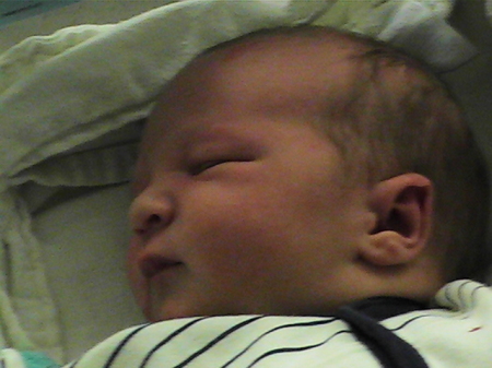 This is Noah only a couple of hours old.