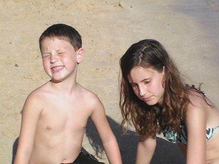 Spencer (my only boy) and Sierra on the beach