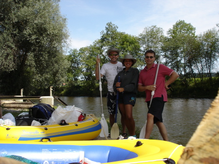 Ready for illegal rafting on the Isar River in Munich 2007