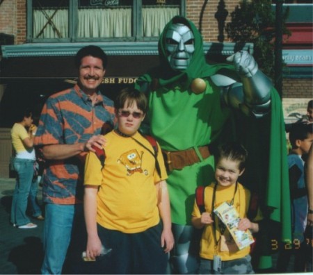 With my kids and Dr Doom at Universal Studios