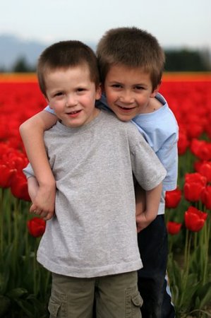 Sam and Charlie at the Tulip Festival, 2008