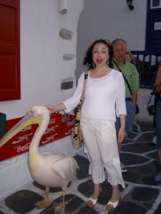 Me and Pete the Pelican in Mykonos