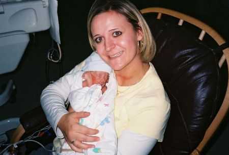 Aunt Nicky holding Baby Tyler for the 1st time