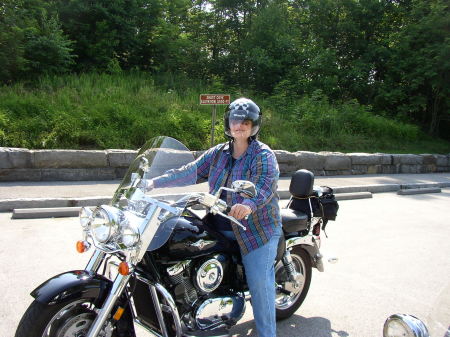 Diane on our Kawasaki