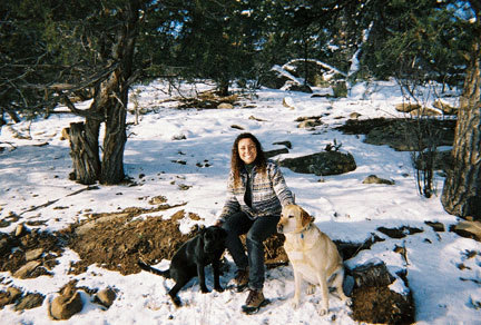 At my Colorado home with my dogs