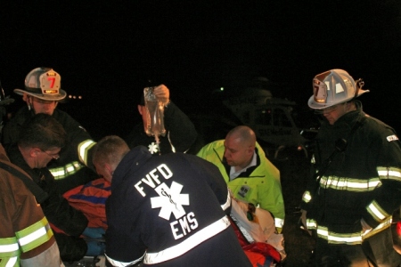 A trauma patient getting ready to fly