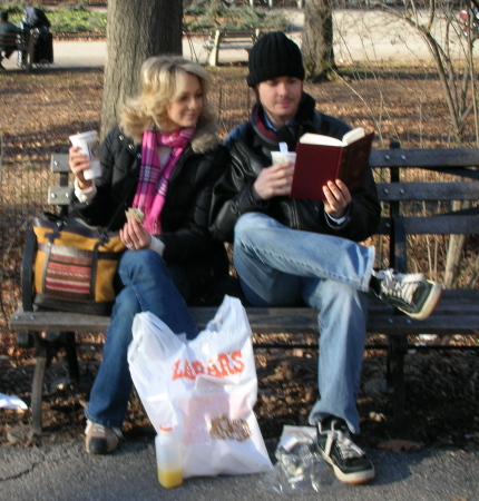 Reading in Riverside Park NY with Holly