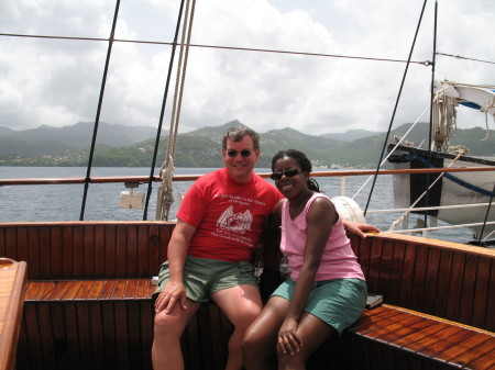 Bill and Denise Sunning on a Windjammer (July, 2007)