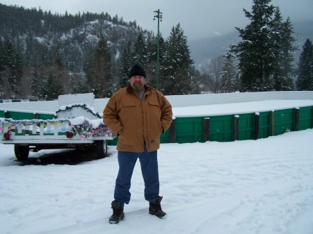 art in front of the outdoor rink in hedley