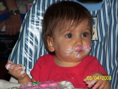 Aspen eating her Birthday Cake.