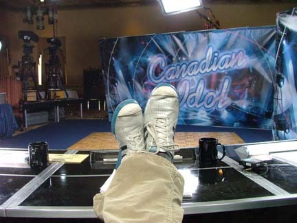 me hard at work on the set of Canadian Idol