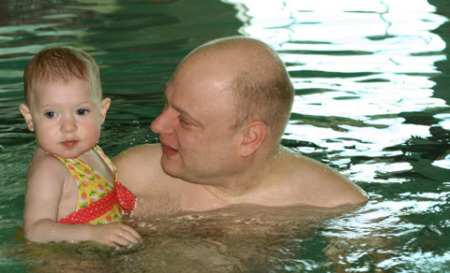 Remy and Dave at swimming lessons (March '08)