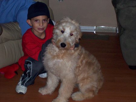 my son justin and dog skye