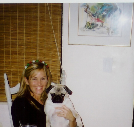 Daughter Heather with her Pug, Charlie