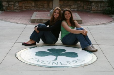 My daughter's off to college!  She and her roomate celebrate their new friendship and their major, Engineering.  That's my freshman daughter on the right!