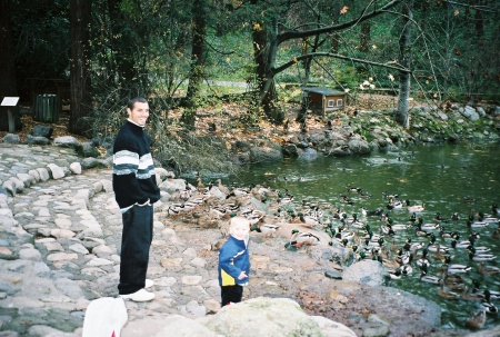 Ashland Park in Oregon with my son-in-law & grandson, Aaron (left) and Aaron (right)