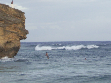 Jumping from Shipwreak  Beach..