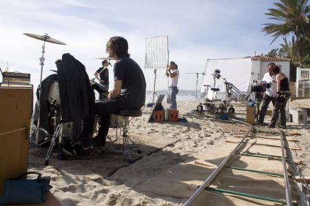 Shooting a music video at the beach.