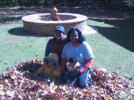 Playing in the leaves on Sunday morning