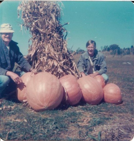 Dad our pumpkins  and me