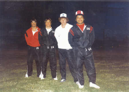 1982 4x100 Relay team of l. to rt. Mike Moore,