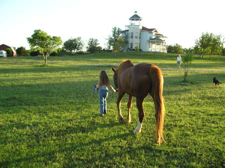 Madison leading Red, her horse