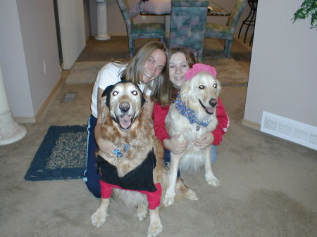 Ash & I with our 2 Golden's on Halloween 2006