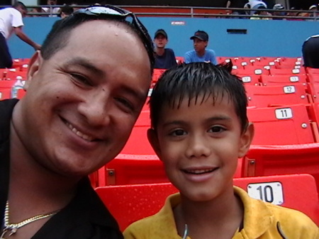 My son and I at The Marlins game