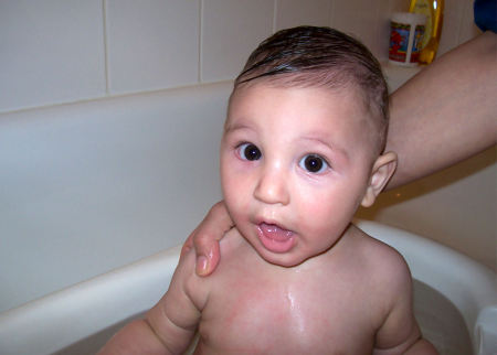 Dad! No pictures when I am bathing.