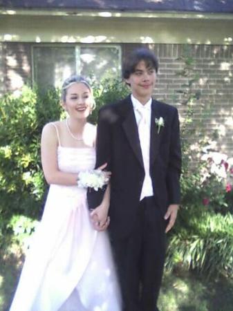 My son at prom in 9th grade and his girl friend a senior